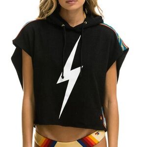 Aviator Nation Small BOLT STRIPE SLEEVELESS HOODIE